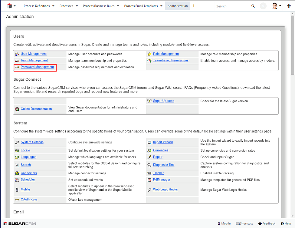 Click passwordmanagement in users section